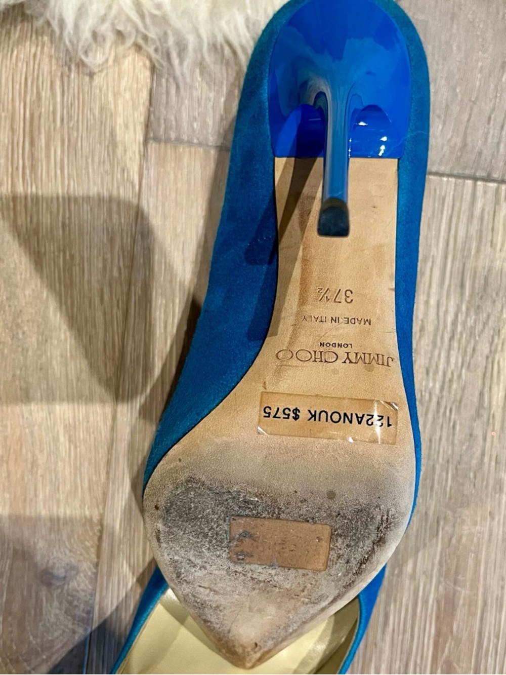 Jimmy Choo Anouk Blue Suede Pointed-Toe Stiletto Pumps - Picture 5 of 5